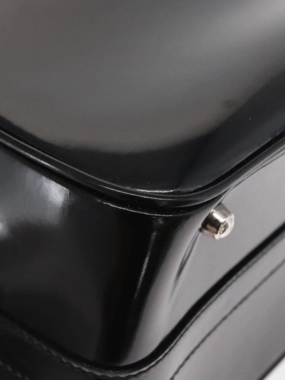 GUCCI Bamboo Vanity Hand Bag Patent 2way Black Silver 013 122 2491 Auth bs33063 - Picture 4 of 16